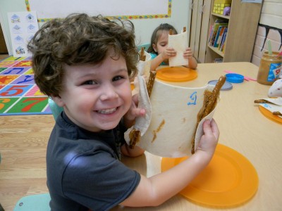 Ari making a tortilla-Torah